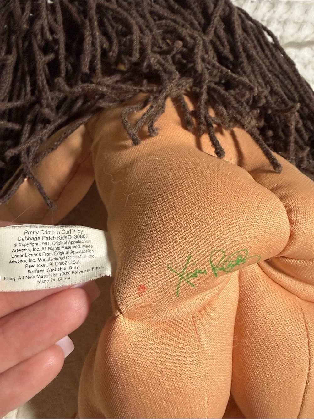 Vintage Cabbage Patch 1990 Pretty Crimp and Curl Brown-Haired First Edition Doll
